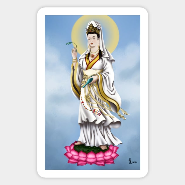 Avalokitesvara Bodhisattva， guanyinpusa Sticker by cloudart2868